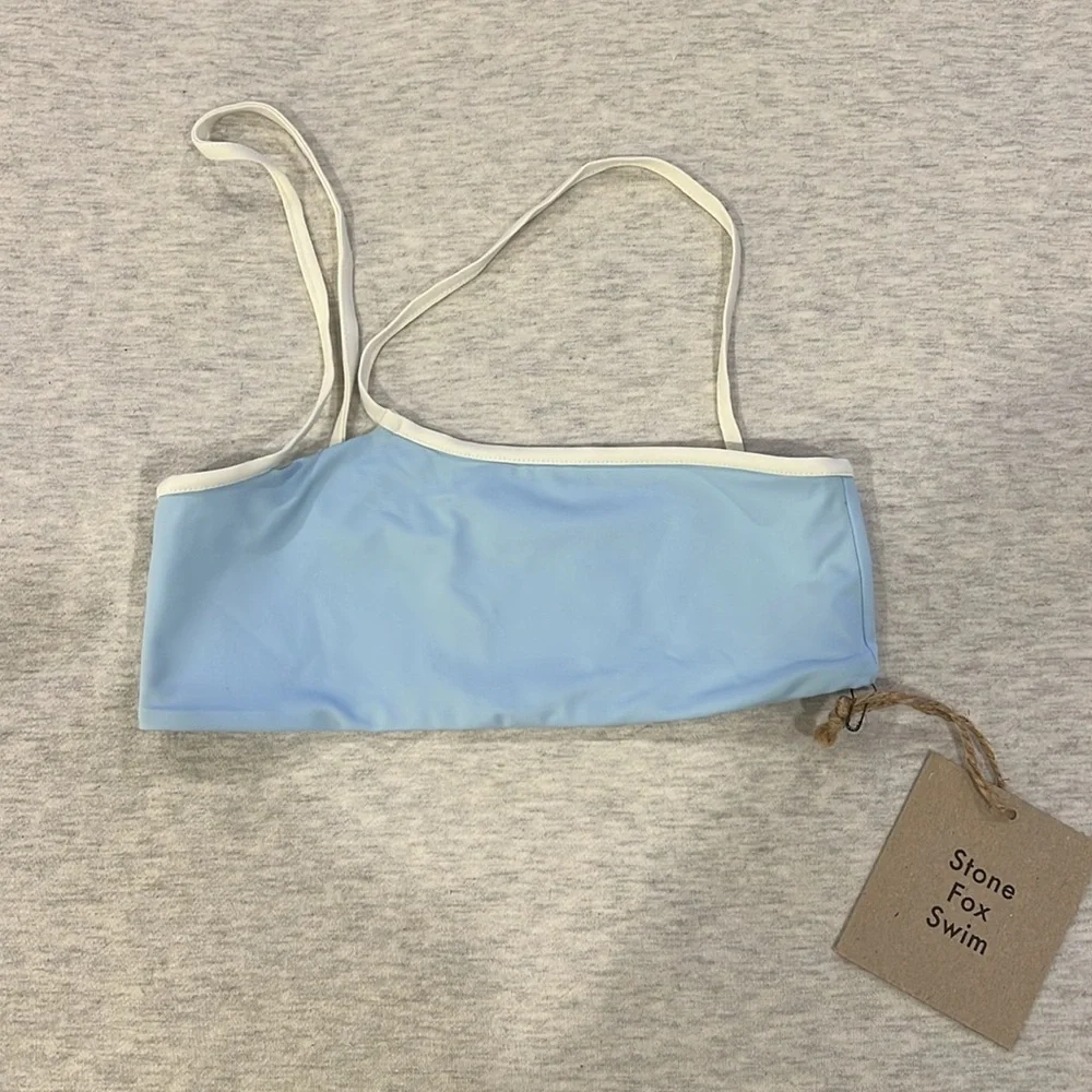 Stone Fox Swim Ibiza Bikini Top Summer Song Blue size XS NWT